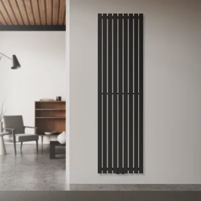 Zdjęcie produktu dla Grzejnik płytowy LuxeBath, jednowarstwowy, 480x1600 mm, czarny, z podłączeniem środkowym, bez elementu grzejnego