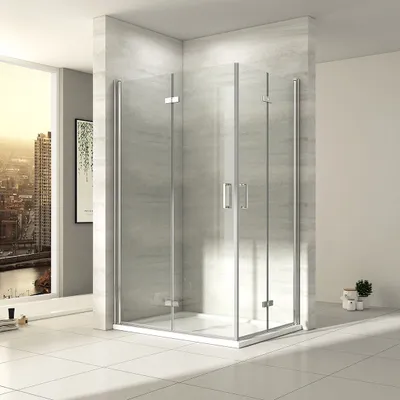 Produktbild von EMKE sprchový kút 80x120x195 cm sprchové dvojkrídlové skladacie dvere výklenok skladacie dvere sprchový kút sprchová stena číre sklo 6 mm ESG bezpečnostné sklo