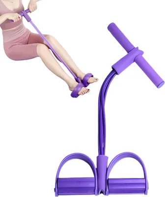 Produktbild von Fitness-Widerstandsband mit vier Röhren, Pedal und Knöchelzug für Flexibilitäts-, Yoga- und Krafttraining für Frauen und Anfänger