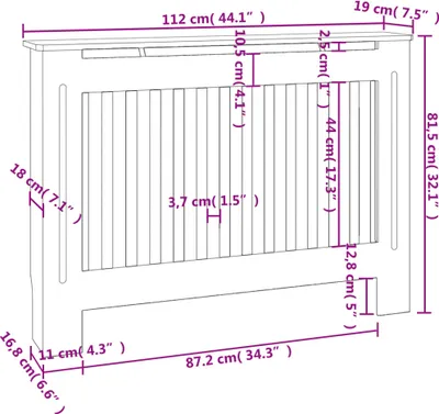 Produktbild von vidaXL MDF Heizkörper-Abdeckung Heizkörperverkleidung 112 cm, weiß