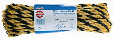 Produktbild von Polypropylen Seil Ø 10 mm x 25 m 3-schäftig gedreht schwarz/orange