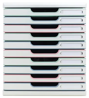 Produktbild von Exacompta Schubladenbox Modulo, 10 Schubladen, AutentiK Farben sortiert 302303D