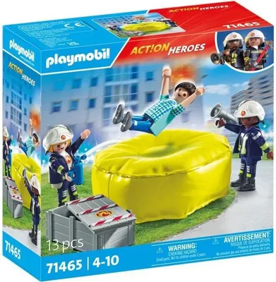 Produktbild von PLAYMOBIL Action Heroes Feuerwehrleute mit Rettungskissen, 71465, 3 Figuren, Ab 4 Jahren