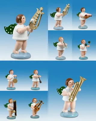 Produktbild von Holzfigur Engelmusikanten 10-teilig ohne Krone Höhe 6cm NEU