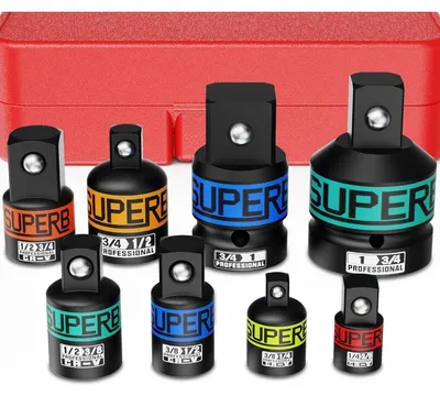 Produktbild von Schlagadapter Set 8-tlg. 1/4" 3/8" 1/2" 3/4" 1" Kraft-Stecknuss-Adapter Chrom-Vanadium-Stahl für Schlagschrauber