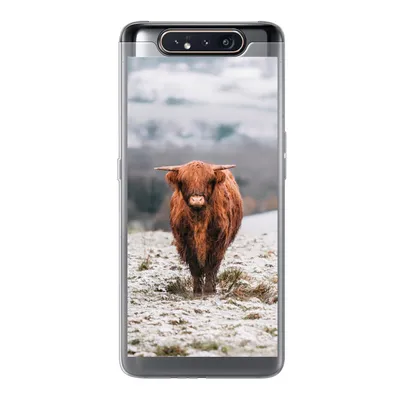 Produktbild von MuchoWow® Handyhülle Schutzhülle Hülle für Samsung Galaxy A80 Schottischer Highlander - Schnee - Berg Silikon Softcase Handy Hülle - Schutzdeckel