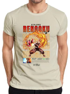 Immagine prodotto di Maglietta da uomo Rengoku Kyojuro Kimetsu no Yaiba Flame Hashira Anime Gift, naturale, XL