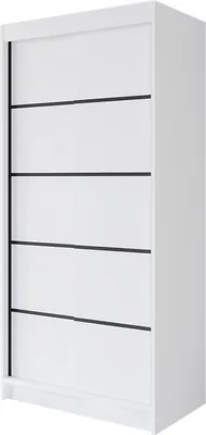 Produktbild von Easy4You P4 100 cm Weiß Schiebetüren Kleiderschrank 100x200x58 cm Schlafzimmermöbel, Aufbewahrung - Mehrzweckschrank - Farbe: Weiß