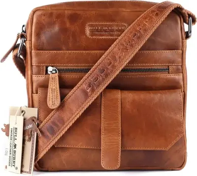 Produktbild von Echt Leder Umhängetasche Tasche Minibag Herren Damen Crossbag Bull & Burry