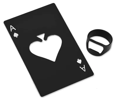 Flaschenöffner Ring & Poker-Karten-Öffner aus Edelstahl