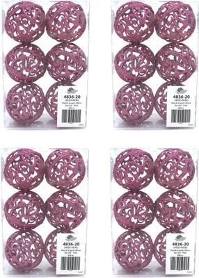 Produktbild von Weihnachts-Kugel 6cm glitzer 4 Sets - 24 Kugeln pink