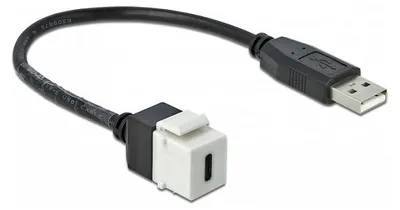 Obrázok produktu pre DeLOCK 86382, Plochý, Čierna, Biela, USB C, USB A, Samica, Samec