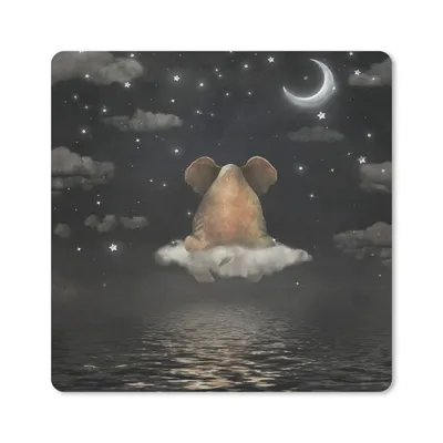 Produktbild von MuchoWow® Mauspad Mousepad Elefant - Mond - Sternenhimmel 30x30 cm - Mousepads - Maus Mat - Pad - Mausunterlage - Gaming