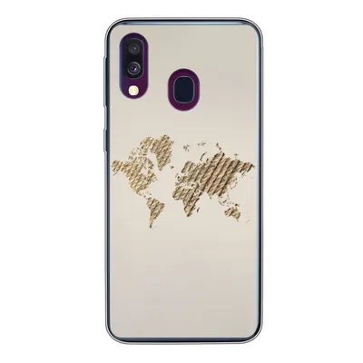 Produktbild von MuchoWow® Handyhülle Schutzhülle Hülle für Samsung Galaxy A40 Weltkarte - Seil - Braun Silikon Softcase Handy Hülle - Handy-Tasche