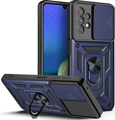 Produktbild von Galaxy A13 4G Hülle mit Ring Ständer Halter Dia Kameraschutz TPU Bumper Silikon Schutzhülle für Samsung Galaxy A13 4G Blau