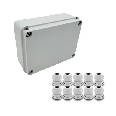 Produktbild von ARLI Set: Abzweigdose IP67 Aufputz 190 x 145 x 80 mm + 10x Kabelverschraubungen M20 x 1,5 mm