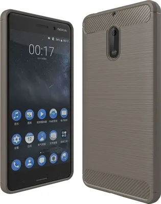 Produktbild von Nokia 6 TPU Case Carbon Fiber Optik Brushed Schutz Hülle Grau