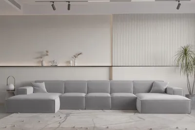 Produktbild von Wohnlandschaft U-Form CELES PREMIUM XL in Stoff Opera Velvet Hellgrau