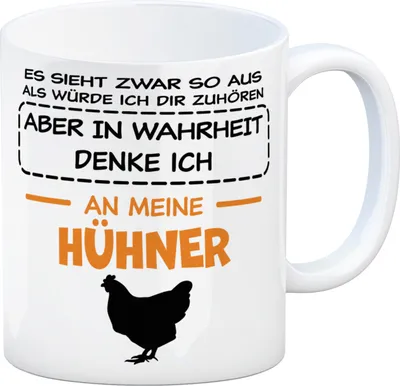 Produktbild von In Wahrheit denke ich an Hühner Kaffeebecher