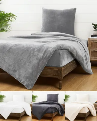 Produktbild von JACK Teddy Flausch Bettwäsche Uni 135x200cm Plüsch Cashmere Touch Weiß Grau Anthrazit Creme Blau Schwarz Einfarbig Warm, Farbe:Grau
