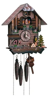Produktbild von SELVA Kuckucksuhr Schiltach, Nussbaum, Holzhacker, Musik Edelweiß/Wanderer, Nachtabschaltung