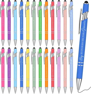 Productafbeelding van Inspirerende pennen intrekbare - Set van 24 - Zwarte Inkt - Motiverende Citaten Voor Touchscreen Cadeaus