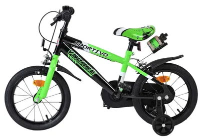 Image de Vélo enfant Volare Sportivo - Garçons - 14 pouces - Vert Noir - Deux freins à main