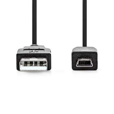 Image de Câble USB | USB 2.0 | USB-A mâle | USB Mini-B 5 broches mâle | 480 Mbit/s | Nickelé | 3,00 m | Rond | PVC | Noir | Étiquette