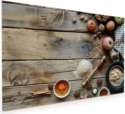Produktbild von Küchenrückwand Spritzschutz Glas mit Motiv Herbstbackzubehör 40 x 40 cm