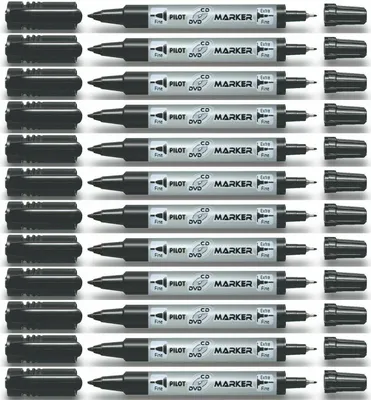 Produktbild von Pilot - CD-Marker Twin Fine und Extra Fine schwarz | 12 Stück