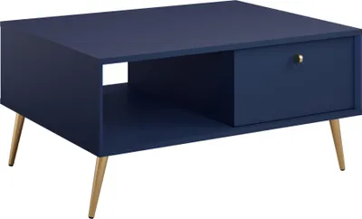 Produktbild von AX LIVING Couch Tisch Rorene 87 cm Blau Gold mit Stauraum Modern