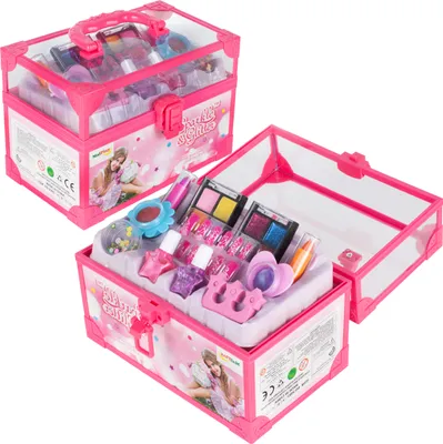 Produktbild von Malplay Schminkset Spielzeug mit Kosmetikkoffer für kleine Mädchen Lidschatten Lippenstifte Nagellack Geschenk für Mädchen ab 3 Jahren