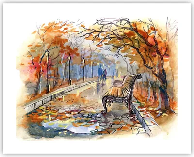 Produktbild von Poster - Poster ohne Rahmen - Path Bench Herbst Frau - 50x40 cm - Wand Bild - Wanddeko - Wandbilder - Kunstposter - Wandposter - Bilder - Kunstdruck - Wanddekoration - Wandbild - P2XAA50x40-3000
