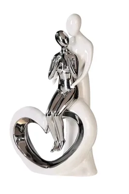 Image de Gilde Skulptur, Paar, "Romanze", Keramik, weiß, silberfarben, VE 1, B. 19.5 cm, H. 33.5 cm 36152 4001250361527