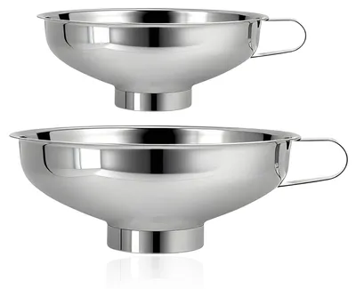 Einmachtrichter 2er Set Edelstahl mit Griff, 14,9 cm
