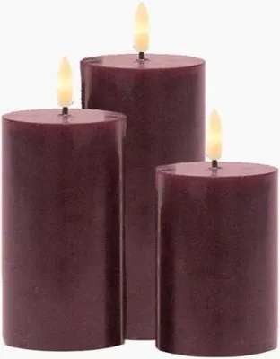 Obrázok produktu pre SIRIUS Dobíjacie voskové LED sviečky Sleď, 3set, vínová