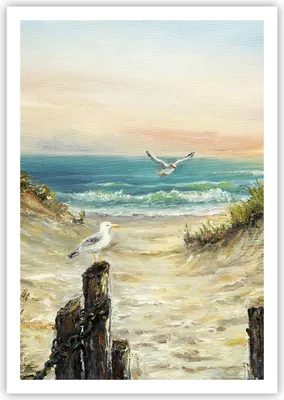 Produktbild von Poster - Poster ohne Rahmen - Impressionismus Möwen Küste - 70x100 cm - Wand Bild - Wanddeko - Wandbilder - Kunstposter - Wandposter - Bilder - Kunstdruck - Wanddekoration - P2XPA70x100-4602