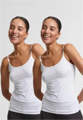 Obrázek produktu pro Dámské tílko Urban Classics Ladies Bamboo Tank Top 2-Pack white+white - XL