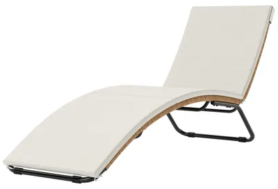 Productafbeelding van Outsunny polyrotan ligbed, S-vormige tuinligstoel met kussen, stalen frame