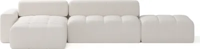 Produktbild von FEDVE Ecksofa RIFU LA aus Bouclé-Stoff mit Schlaffunktion, Weiß