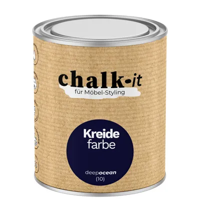 Produktbild von Kreidefarbe Chalk-it (10) Deep Ocean 0,75L Shaby Chic Möbel Holzlack Natur Vintage Möbellack