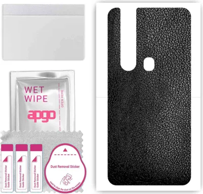 Produktbild von apgo Rückseite Schutzfolie, Skin, kompatibel mit Tecno Camon 15 Premier, Hinten Displayschutzfolie aus Vinylfolie, kratzfest, einfache Montage - Schwarzes Leder