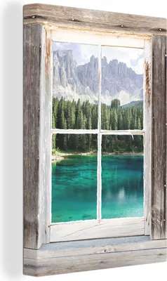 Produktbild von MuchoWow® - Leinwandbilder - Aussicht - Italien - Berg, Wandbild, Wanddeko Bilder Wohnzimmer, 60x90 cm