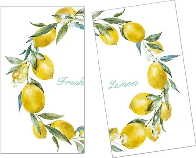 Produktbild von Spritzschutz Herdabdeckplatte Schneidebrett aus Glas Zitronenkranz 2-Teilig (60x52cm)