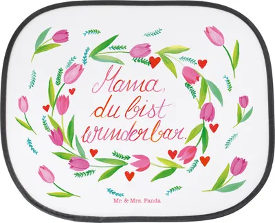 Produktbild von Mr. & Mrs. Panda autofenster sonnenschutz Mama Tulpen - Geschenk, Mami, für Auto, Sonnenblende, Mom, saugnapf, Mutti, Mutter, Dekoration