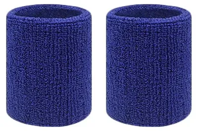 Produktbild von Sport-Schweißbänder - Tennis-Handgelenkstütze 010 - 2er-Set - Gestrickt - Weich - Schweißabsorbierend - 8 cm - Blau