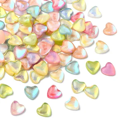 100 Herz-Cabochons aus Harz, 5,5 x 5,5 x 1,5 mm, DIY
