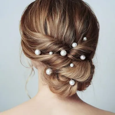 Produktbild von 12 Perlen-Haarnadeln in Weiß, U-förmige Haarspangen für Hochzeiten, Brautfrisuren, Hochsteckfrisuren und Blumen-Brautschmuck für Braut, Brautjungfern, Damen und Mädchen