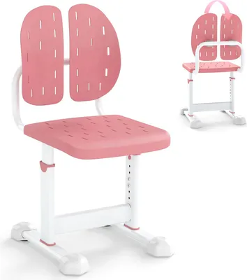 Produktbild von GOPLUS Schreibtischstuhl Kinder, höhenverstellbare Kinderschreibtischstuhl mit einstellbare Fußpolster, Kinderstuhl für Kinder ab 3 Jahren (Rosa)