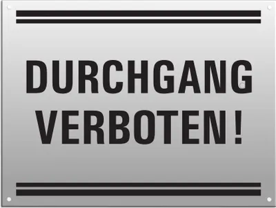 Produktbild von Warnschild - Durchgang verboten | 200 x 150 mm gelocht Aluminium silber matt eloxiert